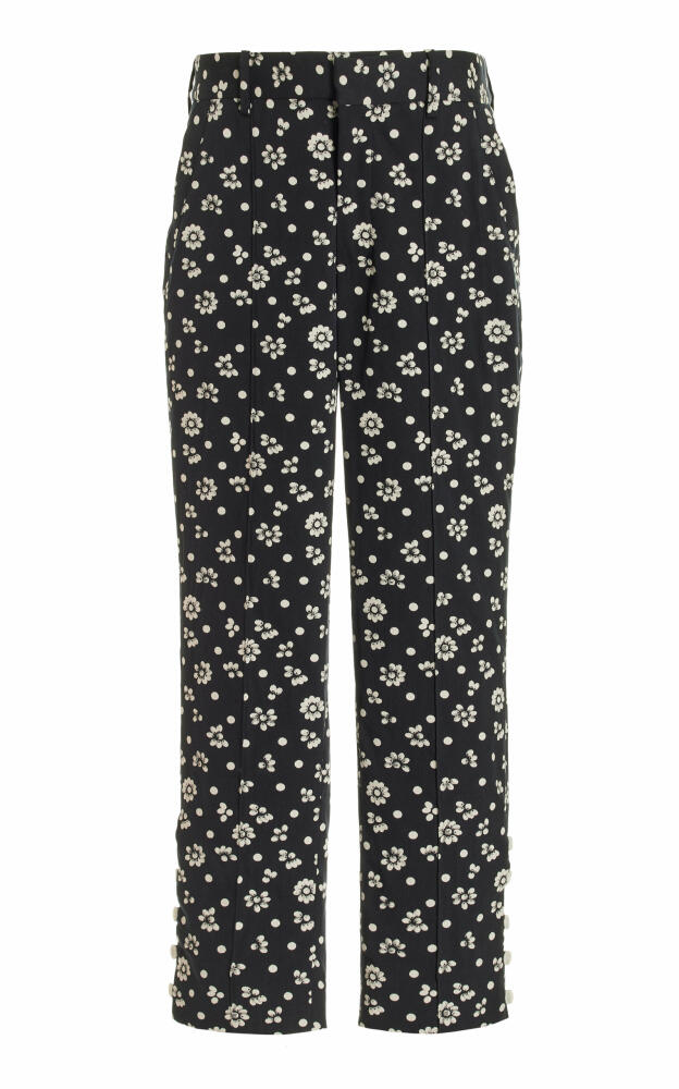 Rosie Assoulin - Oboe Printed Cotton-Blend Cropped Pants - Black/white Cover