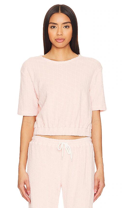 MONROW Diamond Terry Cloth Top in Blush Cover