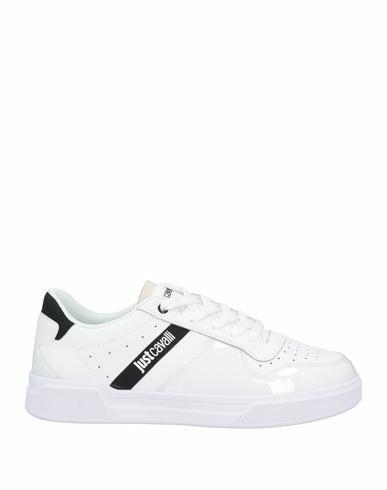 Just Cavalli Man Sneakers White Leather, Rubber Cover