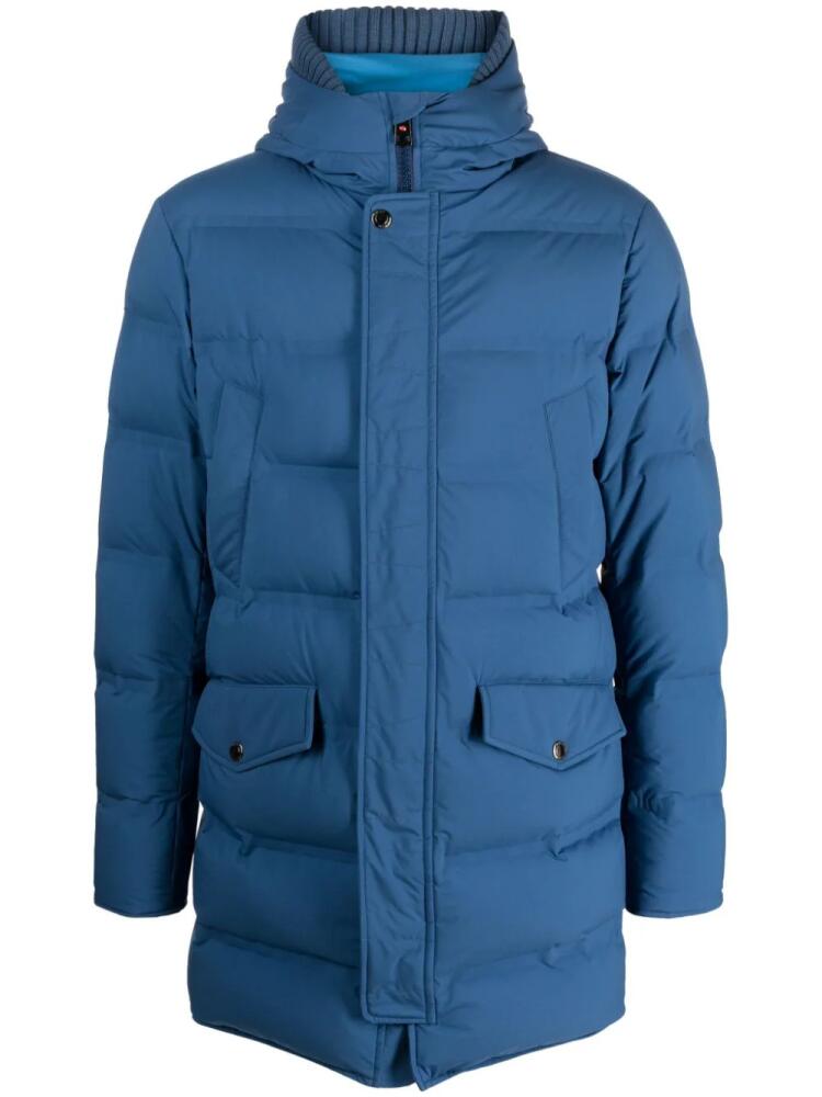 Kired slouch-hood padded-design jacket - Blue Cover