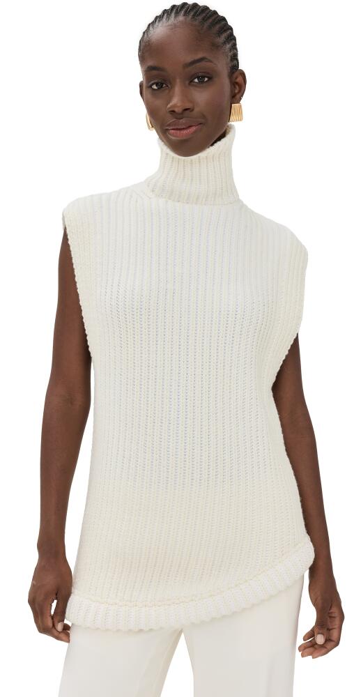 Victoria Beckham Sleeveless High Neck Sweater Ivory Cover