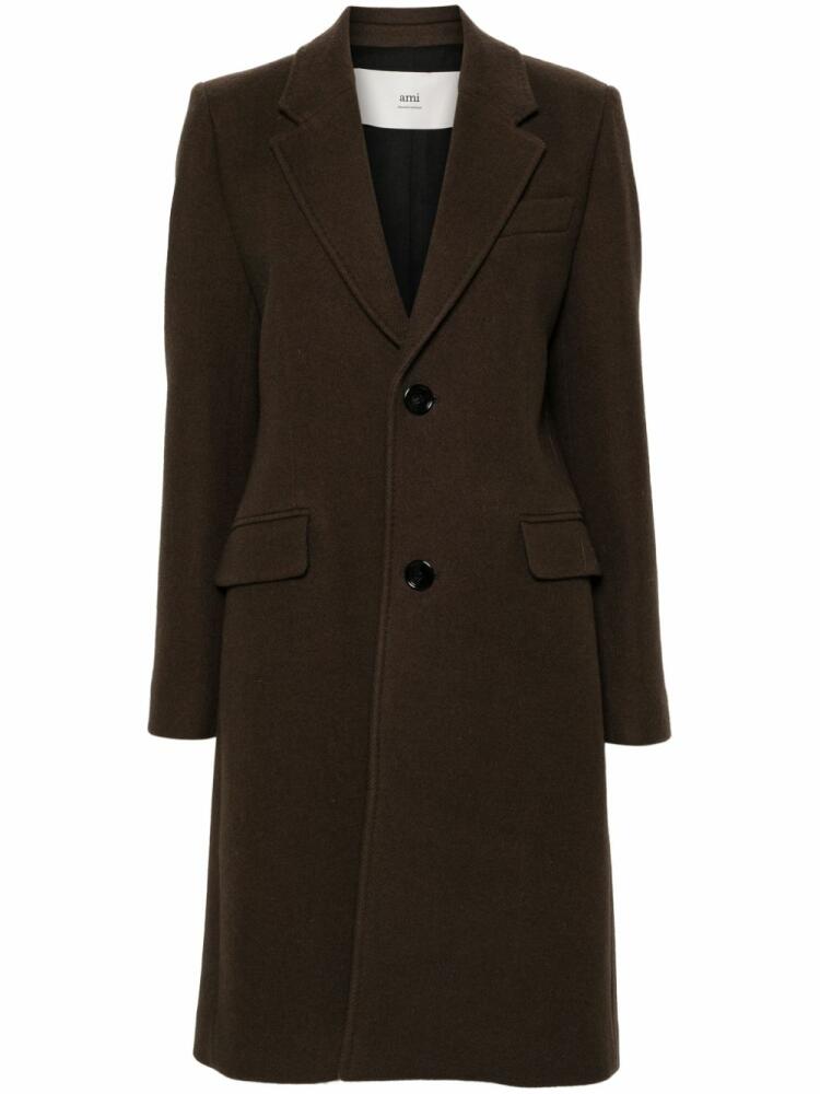 AMI Paris virgin wool coat - Brown Cover