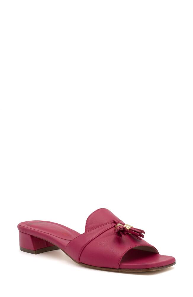 Amalfi by Rangoni Bussola Slide Sandal in Fuxia Parmasoft - Gold Met Cover