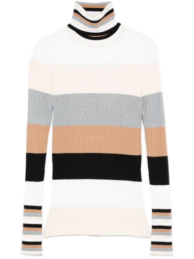 LIU JO striped turtleneck sweater - White Cover