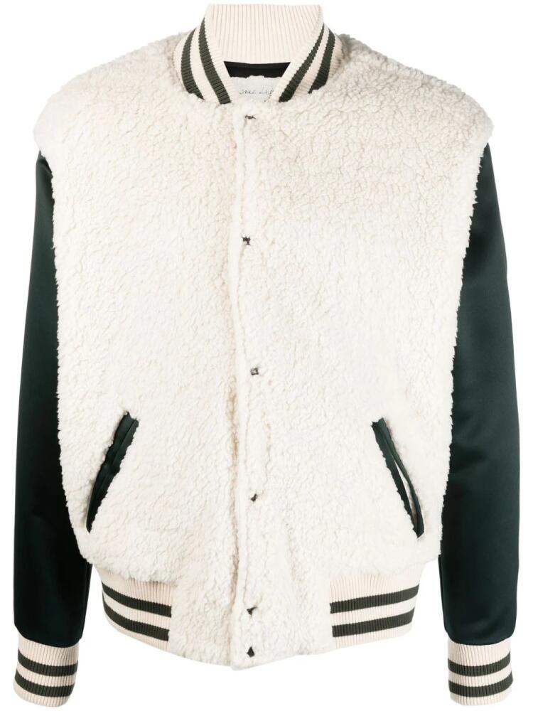 Greg Lauren colour-block varsity bomber jacket - Neutrals Cover