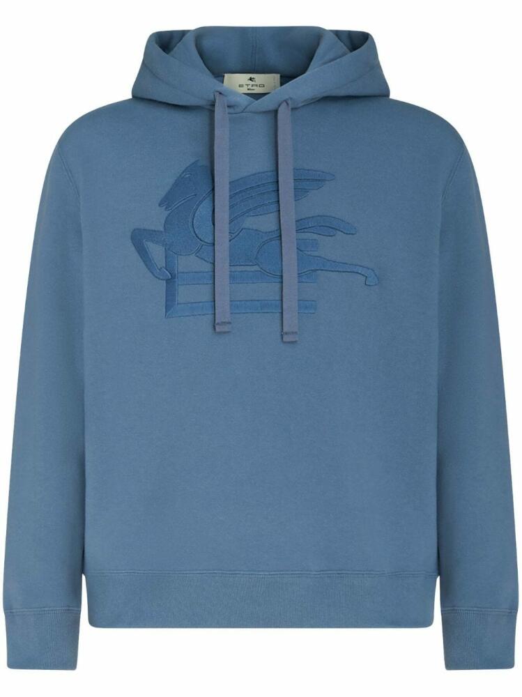 ETRO logo-embroidered cotton hoodie - Blue Cover