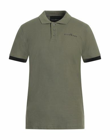 John Richmond Man Polo shirt Military green Cotton Cover