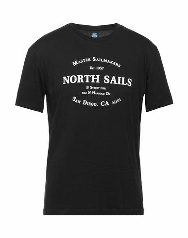 North Sails Man T-shirt Black Cotton, Polyester Cover