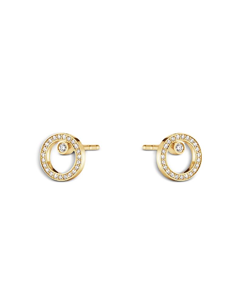 Georg Jensen 18K Yellow Gold Halo Diamond Circle Stud Earrings Cover