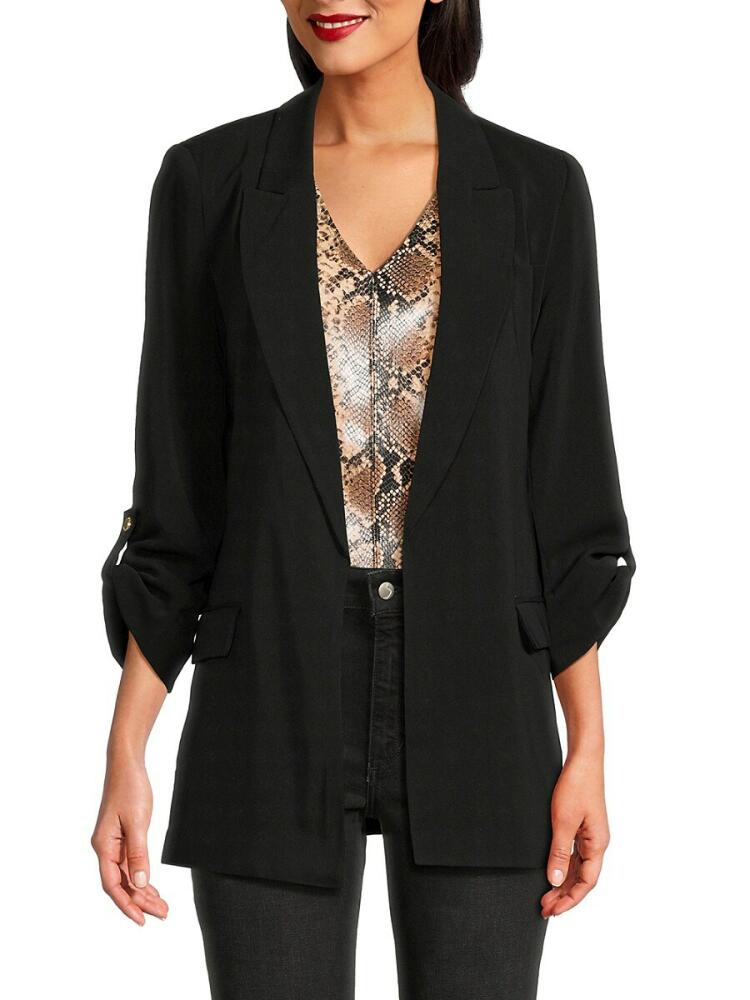 T Tahari Women's Solid Open Front Blazer - Black Cover