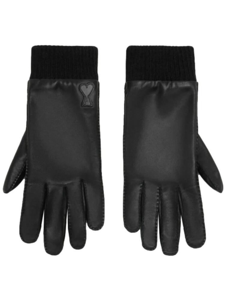 AMI Paris Ami De Coeur leather gloves - Black Cover