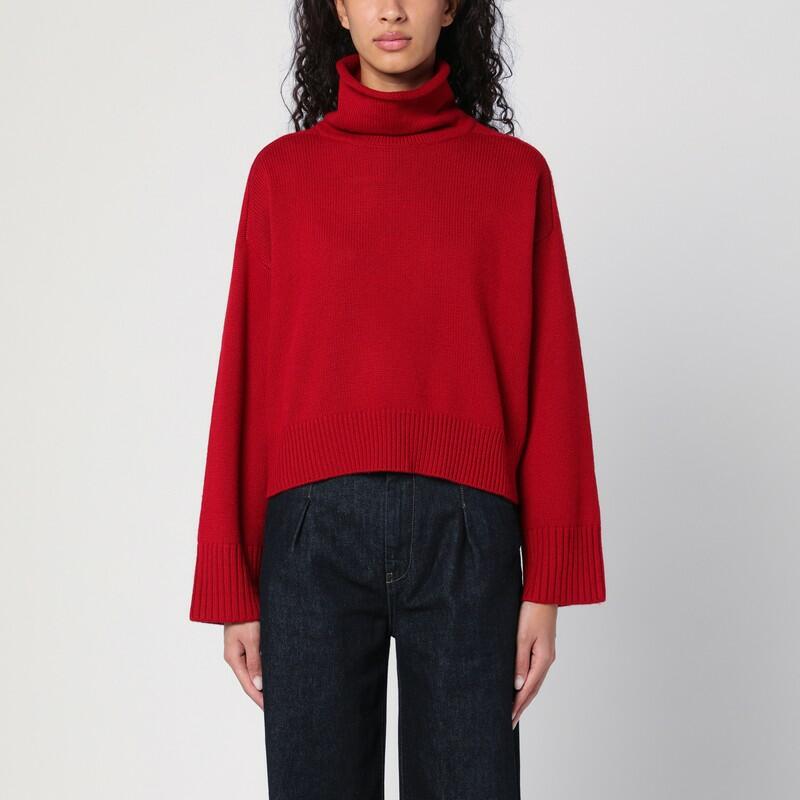 Loulou Studio Burgundy turtleneck sweater in wool and cashmere Cover