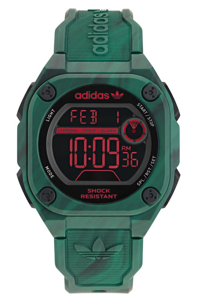 adidas City Tech Two Resin Strap Watch, 45mm in Green Cover