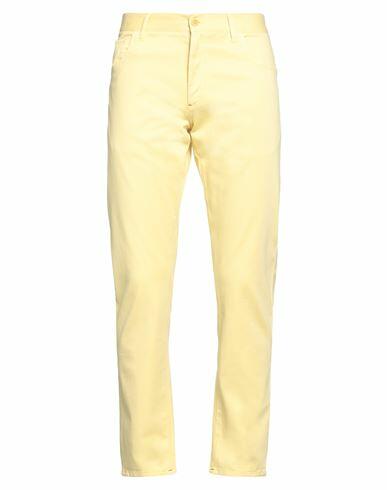 Isaia Man Pants Yellow Cotton, Cashmere, Elastane Cover