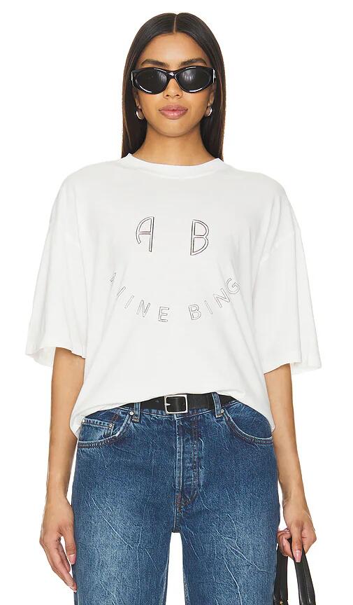 ANINE BING Kent Smiley Tee in White Cover