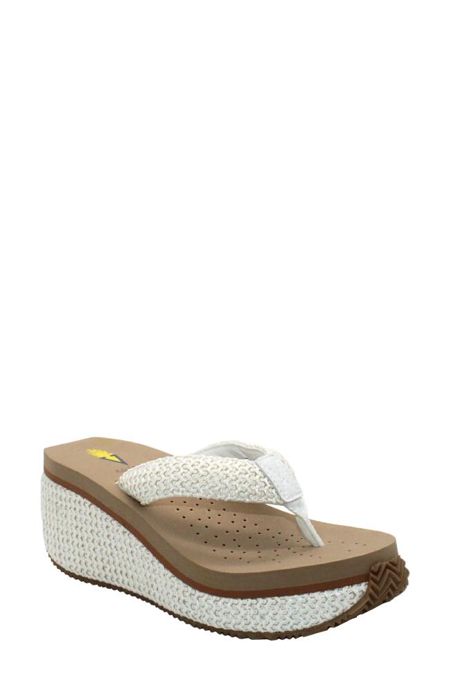 Volatile Island Platform Flip Flop in White Cover