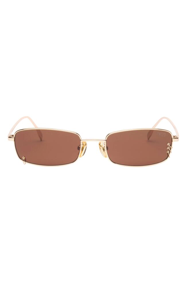 DEZI Hooked 54mm Rectangular Sunglasses in Hooked Gold /Cognac Cover