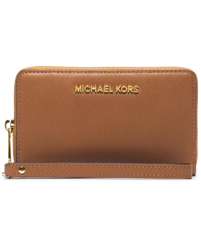 Michael Michael Kors Jet Set Large Flat Multifunction Phone Case - Luggage/gold Cover