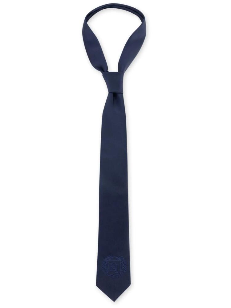 Elisabetta Franchi logo-embroidered velvet tie - Blue Cover