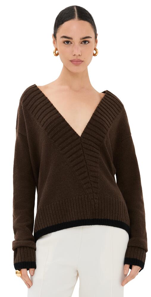 JW Anderson Slanted V Neck Pullover Dark Brown Cover