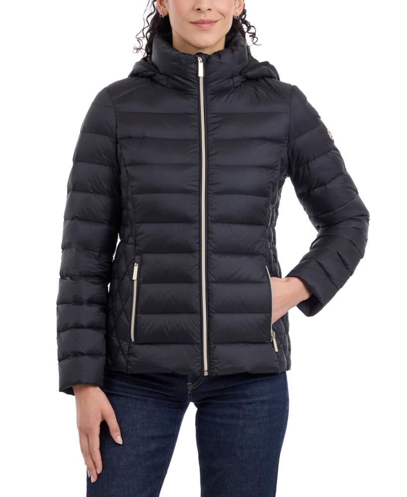 Michael Michael Kors Petite Hooded Packable Down Puffer Coat, Created for Macy's - Black Cover