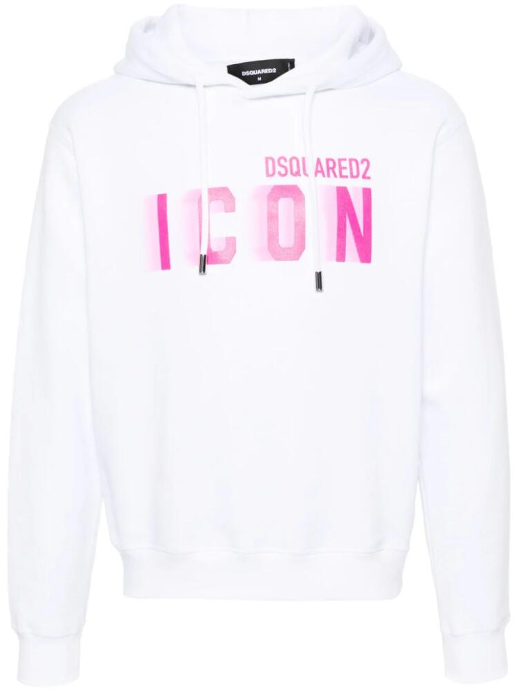 DSQUARED2 Icon-print cotton hoodie - White Cover