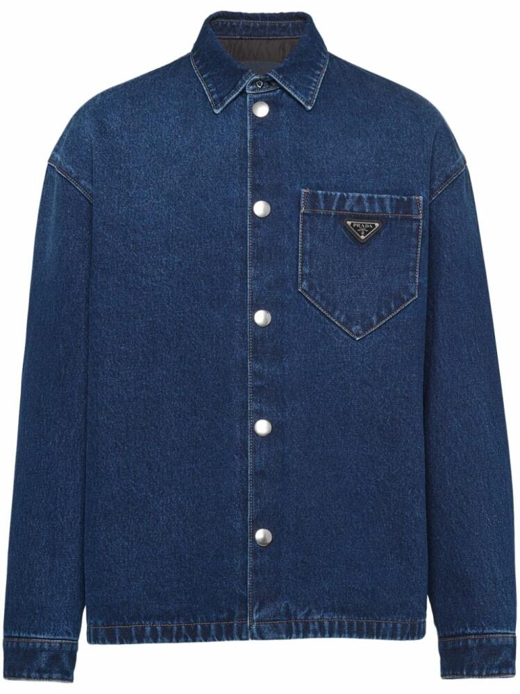 Prada triangle-logo denim jacket - Blue Cover