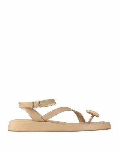 Gia / Rhw Woman Thong sandal Beige Soft Leather Cover