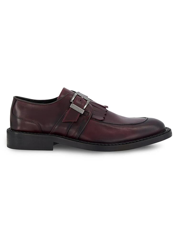 Karl Lagerfeld Paris Men's White Label Kilted Monk Strap Shoes - Wine Cover