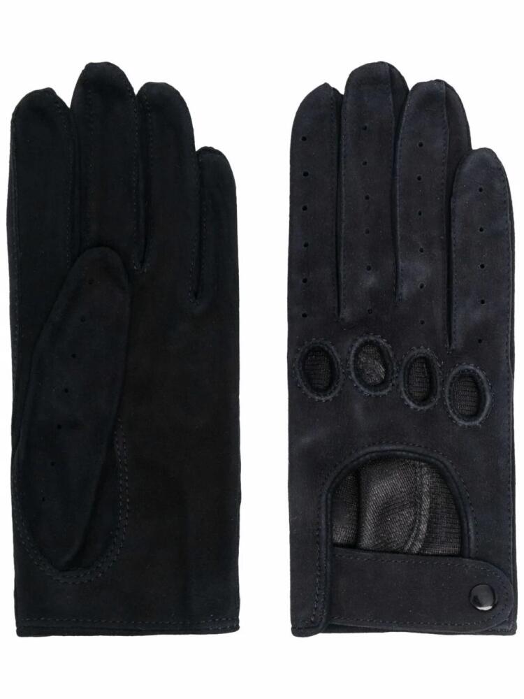 Manokhi cut out-detail suede gloves - Black Cover