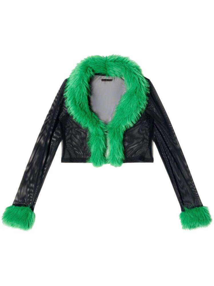 Heron Preston faux-fur mesh cardigan - Black Cover