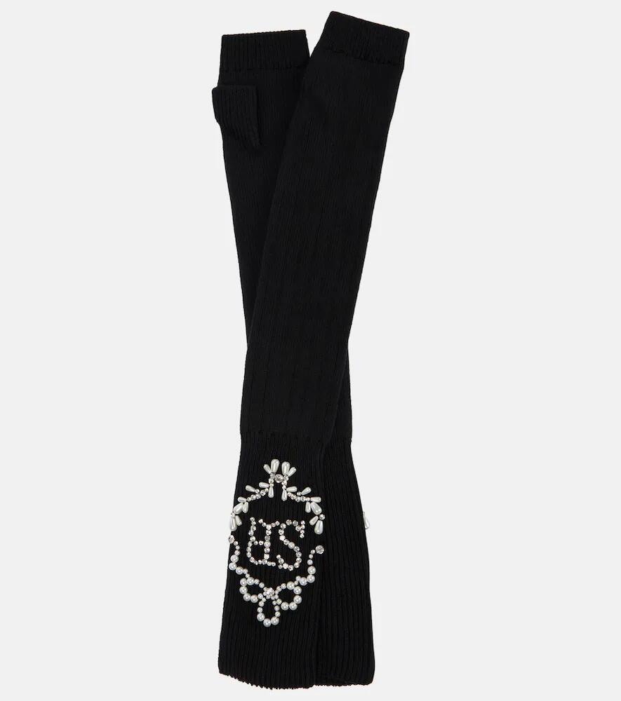 Simone Rocha Embellished cotton-blend fingerless gloves Cover