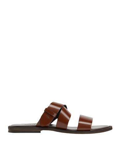 8 By Yoox Polish Leather Cross-strap Sandal Man Sandals Brown Calfskin Cover