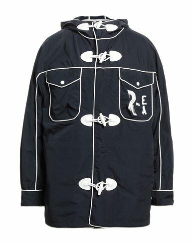 Emporio Armani Man Coat Navy blue Polyamide, Cow leather Cover