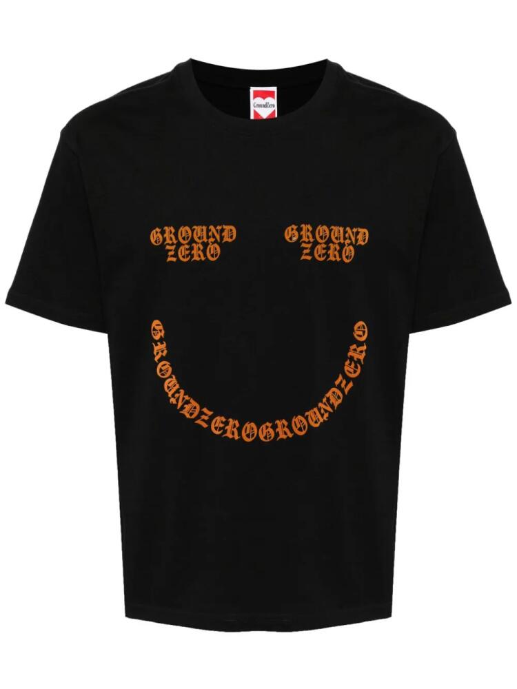 Ground Zero smile logo-print cotton T-shirt - Black Cover