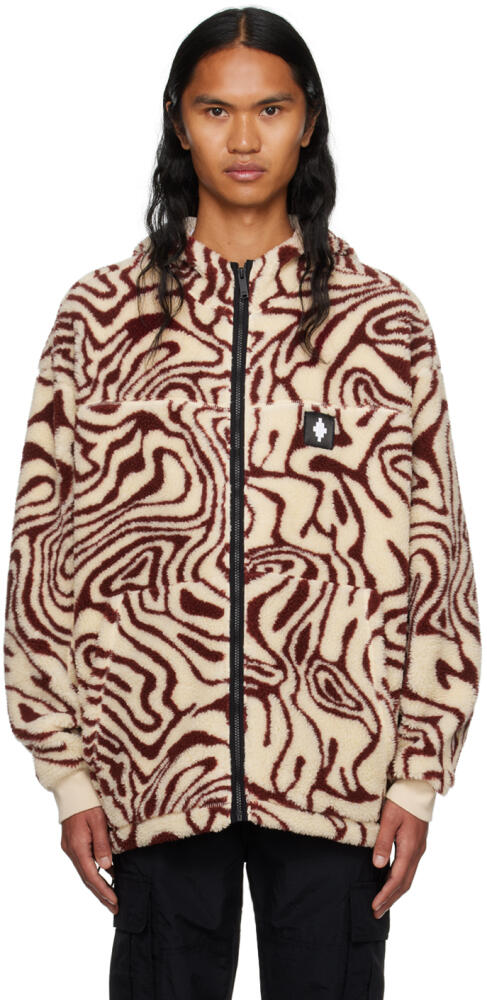 Marcelo Burlon County of Milan Beige & Burgundy AOP Fluid Jacket Cover