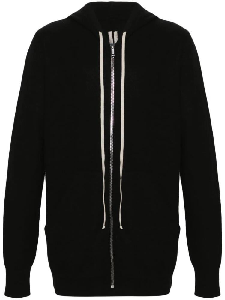 Rick Owens cashmere knitted longline hoodie - Black Cover