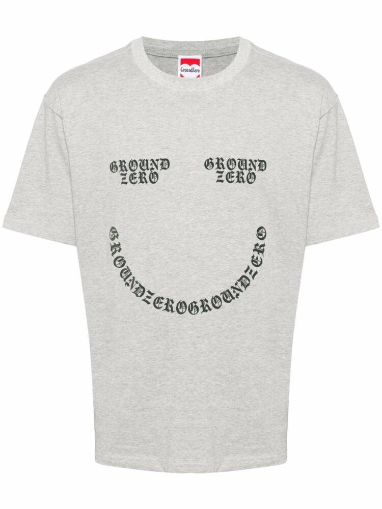 Ground Zero smile logo-print cotton T-shirt - Grey Cover