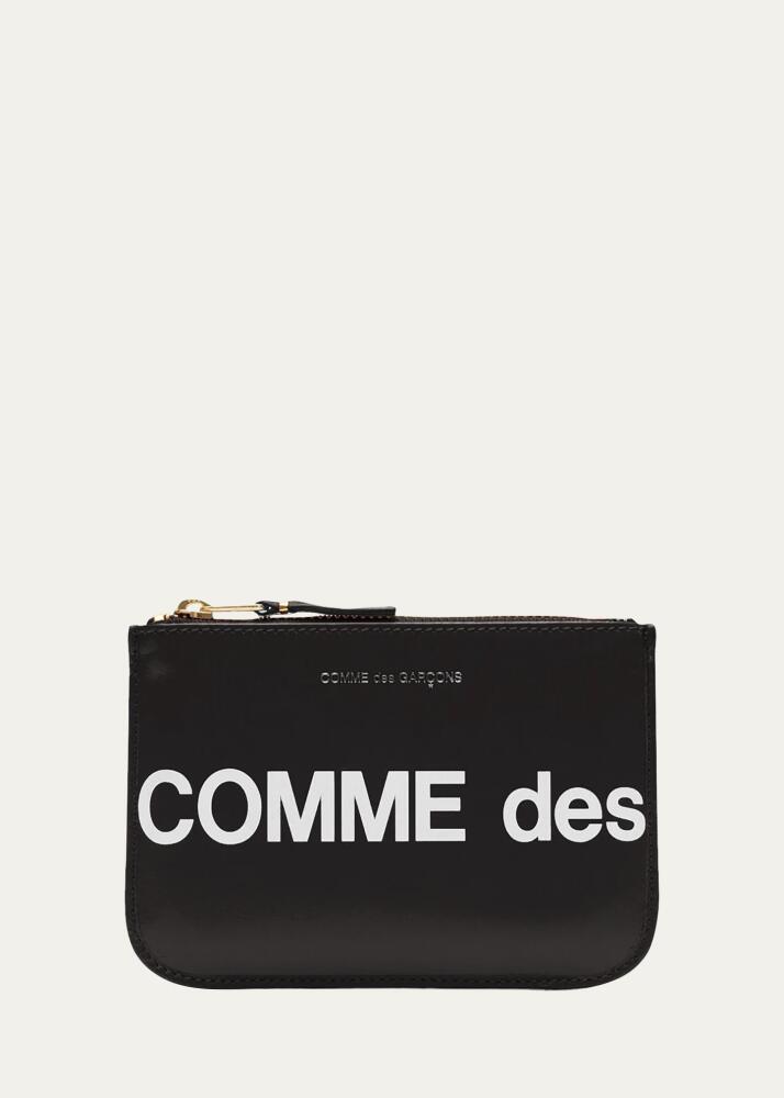 Comme des Garcons Men's Huge-Logo Leather Zip Wallet Cover