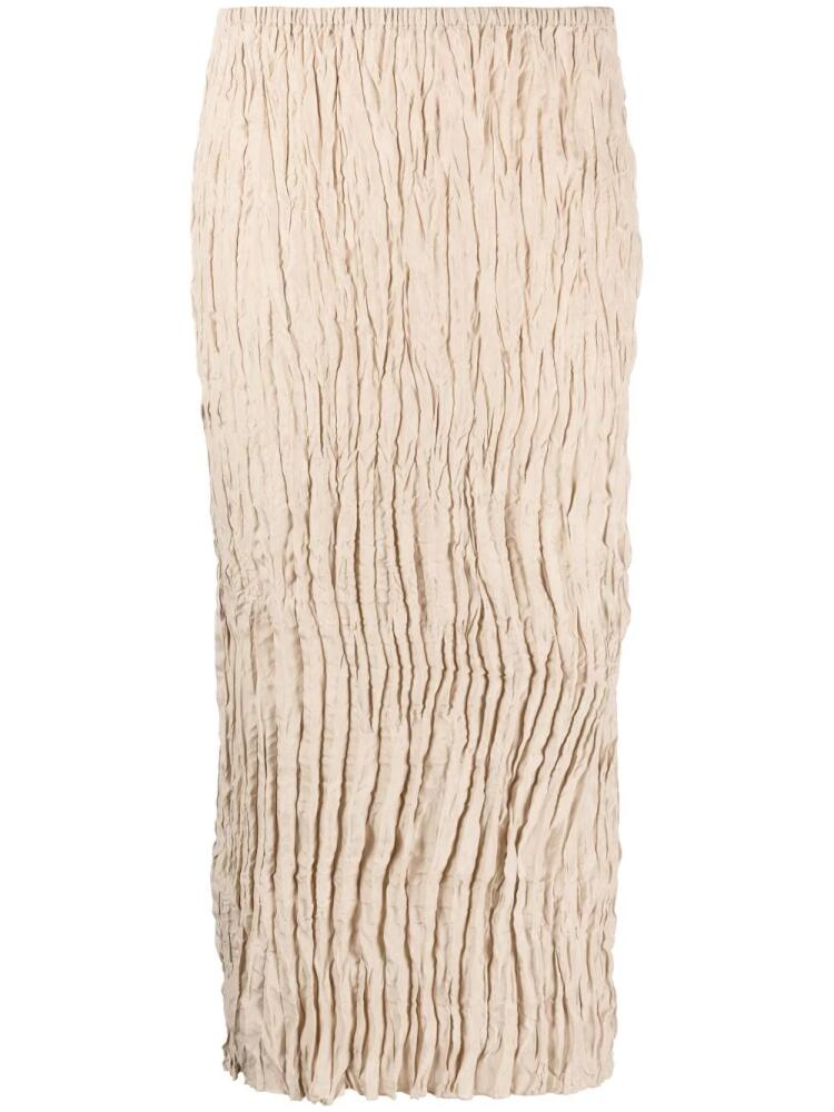 TOTEME crinkled high-waist midi skirt - Neutrals Cover