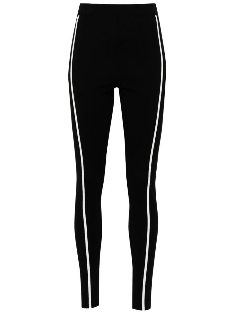 Moschino stripe-detail cotton leggings - Black Cover