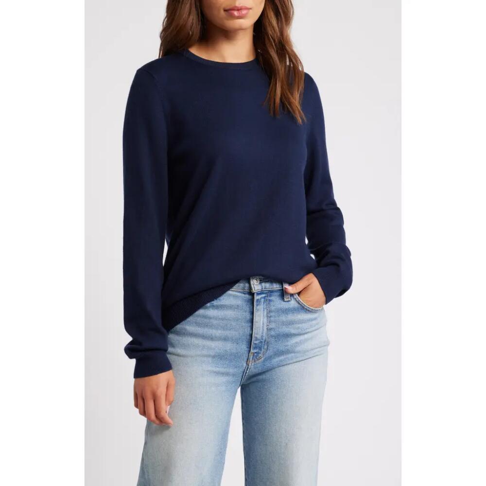 caslon(r) Cotton & Cashmere Crewneck Sweater in Navy Night Cover