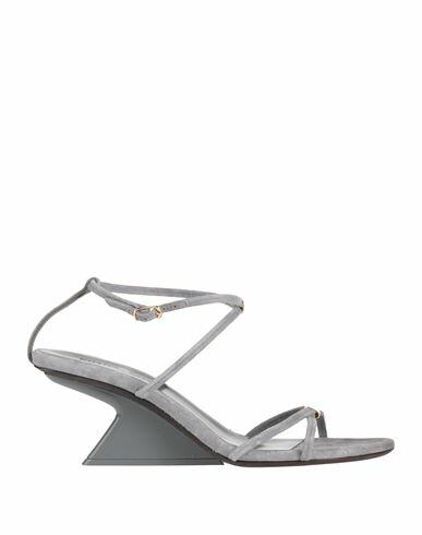 Khaite Woman Sandals Grey Leather Cover