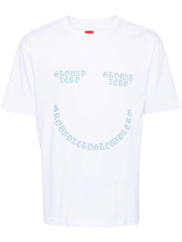 Ground Zero smile logo-print cotton T-shirt - White Cover