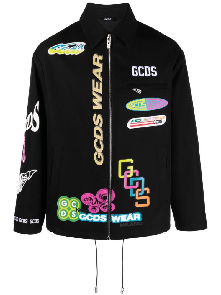 GCDS graphic-print cotton shirt jacket - Black Cover