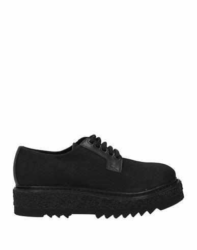 Emporio Armani Man Lace-up shoes Black Textile fibers, Soft Leather Cover