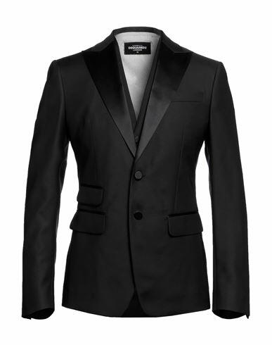 Dsquared2 Man Blazer Black Virgin Wool, Silk Cover