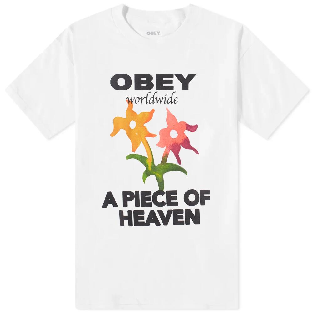 Obey Women's Piece Of Heaven Graphic T-Shirt in White Cover