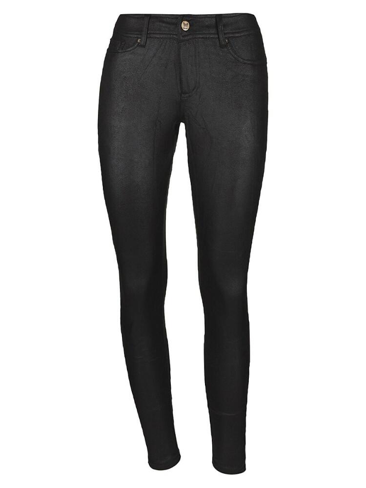 Memoi Women's Metallic Shimmer Leggings - Black Cover