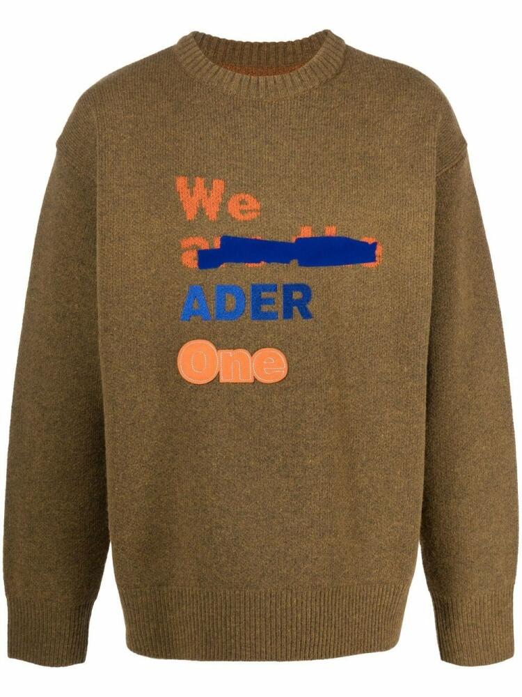 Ader Error logo-embroidered knitted jumper - Brown Cover